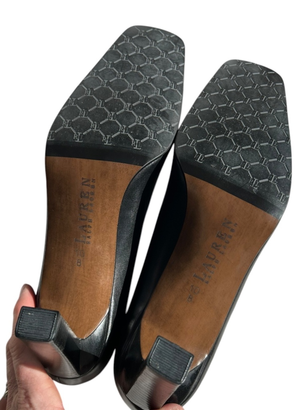 Ralph Lauren like new black leather beautiful classic pumps heels 10 - Picture 6 of 6